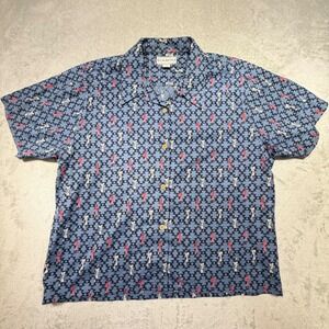 Vintage Bit & Bridle XL Blue Cotton Southwestern Novelty Print 90s Shirt‎
